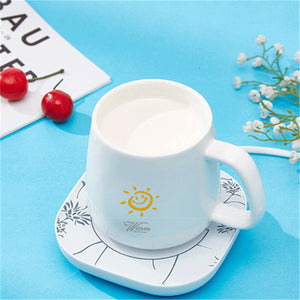 CHIGO Smart Gravity Sensor Electric Warm Cup Mat 55 Degree Insulation Base Milk Tea Coffee Drink Cup Coasters Warmer Heater Tray Pad Waterproof Anti-scalding